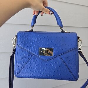 Kate Spade Faux Ostrich Leather Blue Handbag